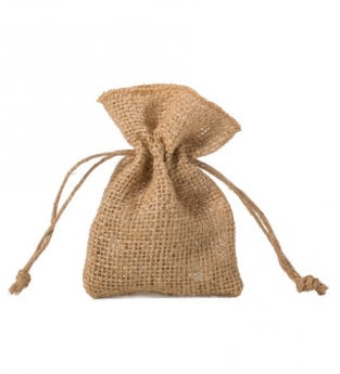 Jute zakjes met koof XSmall, trekkoordje, 7.5x10cm (BxH), 1-kleur